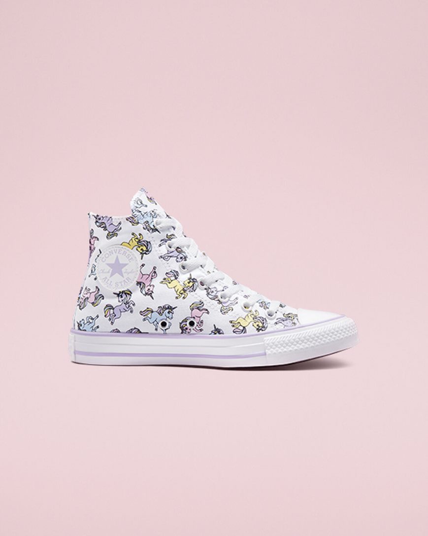 Zapatillas Altas Converse Chuck Taylor All Star Unicorns Niño Blancas Gris Moradas | PE 2L0784